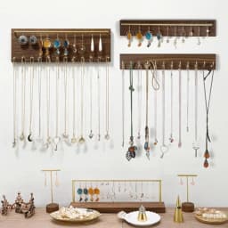 Wooden Necklace Display Stands Jewelry Display Shelf Rack Bracelet Holder Jewellery Hanging Props Earring Case Wall Sticker