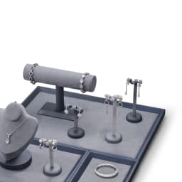 Oirlv Jewelry Stand Display For Business Grey Leather Earring Jewelry Display Stand Necklace Bracelet Watch Jewelry Holder Stand