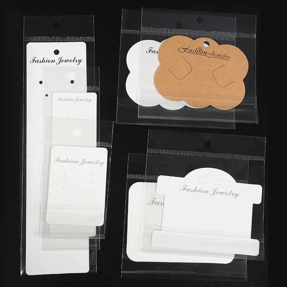 30Sets Jewelry Display Card with Transparent Opp Bags for Small Business DIY Necklace Bracelet Earring Headwear Retail Package