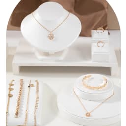 White Leather Pendant Necklace Chain Jewellery Display Bust Mannequin Stand Holder Rack Bracelet Earrings Ring Counter Organizer