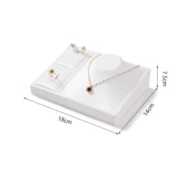 White Leather Pendant Necklace Chain Jewellery Display Bust Mannequin Stand Holder Rack Bracelet Earrings Ring Counter Organizer