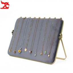 Gray Velvet Jewelry Display Rack Earrings Necklace Small Ornaments Storage Tray Ab Double-Sided Series Hanging Rack Window Props