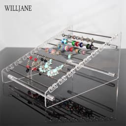 Acrylic Jewelry Display Stand Holder with Charm Rods for Rondelles Charms Earrings Pendant Trollbeads Spacers Storage Organizer