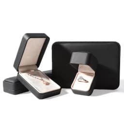 Black PU Leather Jewelry Box  Ring Bracelet Necklace Storage Case Mini Jewelry Packaging Gift Box For Wedding Valentines Gift