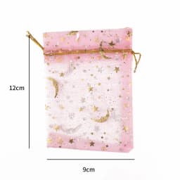 50pcs/lot 7x9cm 9x12cm Heart Star Organza Jewelry Packaging Pouches Bags Christmas Drawstring Bag For Wedding Gift Jewelry Pouch