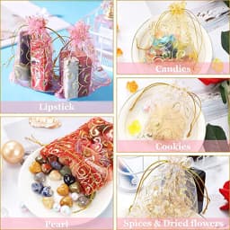 50pcs/lot 7x9cm 9x12cm Heart Star Organza Jewelry Packaging Pouches Bags Christmas Drawstring Bag For Wedding Gift Jewelry Pouch