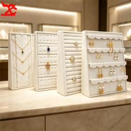 Soft Beige Velvet Jewelry Display Rack Multi-Slot Necklace Ring Earring Storage Tray Desktop Decoration Jewelry Organizer Holder