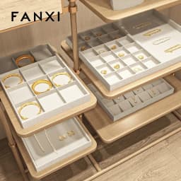 Oirlv Linen Multi-function Flat Jewelry Tray Stackable Jewelry Drawer Organizer Bracelet/Watch/Earrings Showcase Jewelry Holder