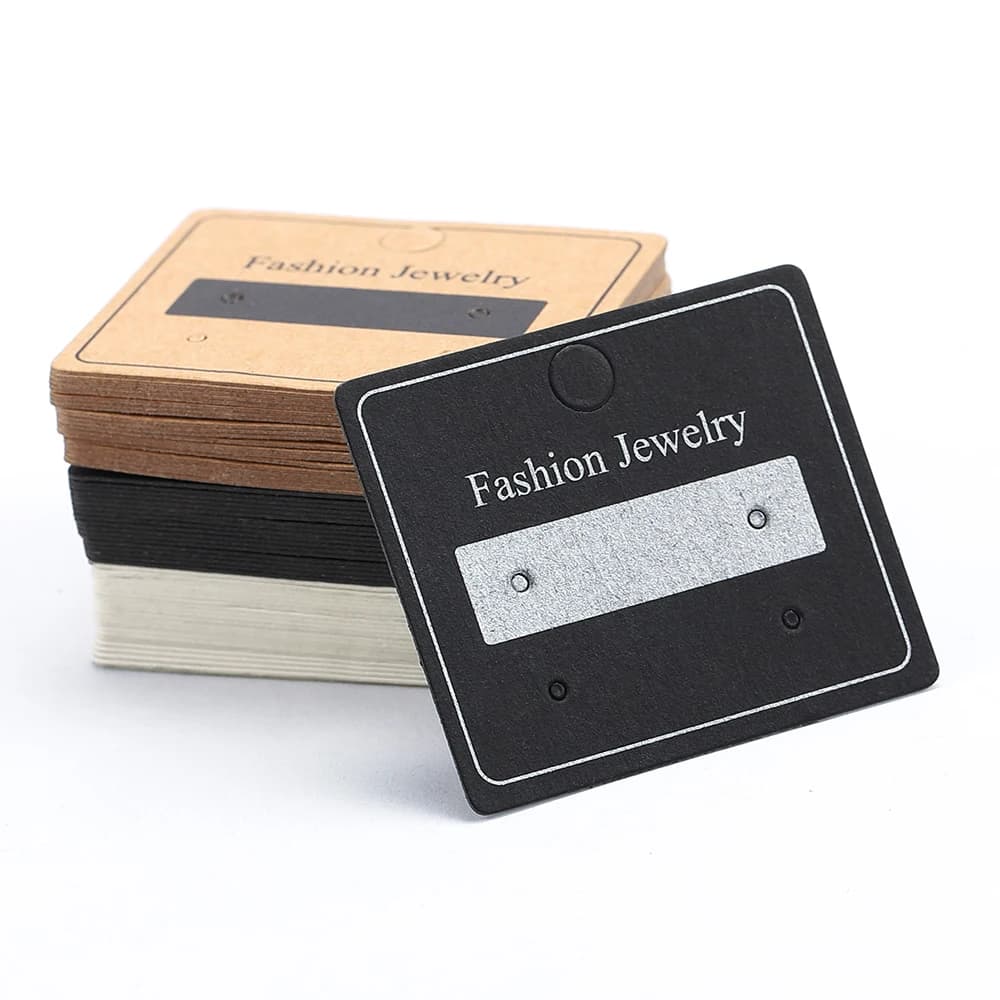 50pcs 4.7x4cm Earrings Display Card Kraft Paper Cards Packaging Hang Tag Ear Studs Cardboard Holder for Jewelry Sale Price Tag