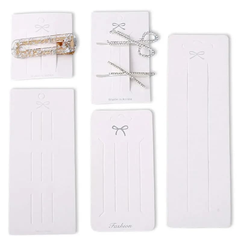 50pcs White Packing Paper Cards Hairclips Hairpin Display Card for DIY Girls Hair Jewelry Display Packaging Card Retail Tag