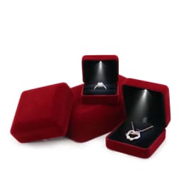 Velvet LED Jewellery Box Wedding Ring Pendant Earring Jewelry Display Packaging Cases Free Custom Logo Jewellery Gift Box