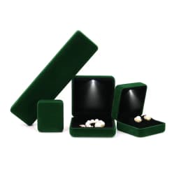 Velvet LED Jewellery Box Wedding Ring Pendant Earring Jewelry Display Packaging Cases Free Custom Logo Jewellery Gift Box