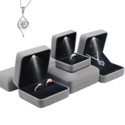 Velvet LED Jewellery Box Wedding Ring Pendant Earring Jewelry Display Packaging Cases Free Custom Logo Jewellery Gift Box