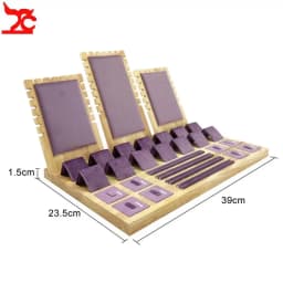 Set Jewelry Display Tray for Exhibitor Necklace Earring Rings Organizer Props Beautiful Pink Fabric Jewelry Showcase Frame