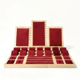 Set Jewelry Display Tray for Exhibitor Necklace Earring Rings Organizer Props Beautiful Pink Fabric Jewelry Showcase Frame