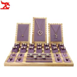 Set Jewelry Display Tray for Exhibitor Necklace Earring Rings Organizer Props Beautiful Pink Fabric Jewelry Showcase Frame