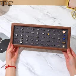 Velvet Walnut Jewelry Tray Light Luxury Ring Earrings Necklace Pearl Chain Bracelet Tray Jewelry Display Props