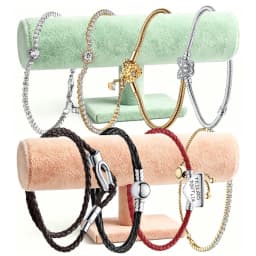 2026 New 925 Silver Double Leather Rope Women's Logo Love Heart Butterfly Bracelet Display Tool Exquisite DIY Charm Jewelry