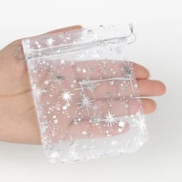 10x12cm Gift Organza Bags Silver Color Star Drawable Wedding Party Decoration Gift Bags Display Packaging Jewelry Pouches 50pcs