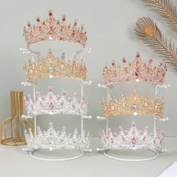 Bride Queen Crown Display Stand Headband Tiara Support Holder Princess Wedding Crown Storage Rack Crystal Hairband Organizer