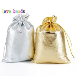 50pcs/lot Gold Silver Color Adjustable Jewelry Packing Bags 7x9cm 9x12cm Party Candy Drawstring Wedding Gift Bags & Pouches