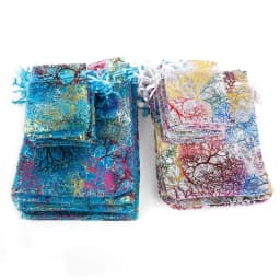 100pcs 7x9cm 9x12cm Coral Bronzing Drawstring Organza Bags Jewelry Packaging Bag Wedding Christmas Gift Bags Jewelry Pouches