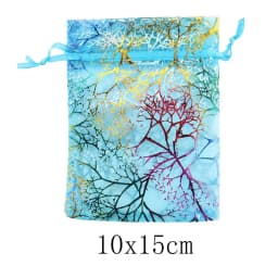 100pcs 7x9cm 9x12cm Coral Bronzing Drawstring Organza Bags Jewelry Packaging Bag Wedding Christmas Gift Bags Jewelry Pouches