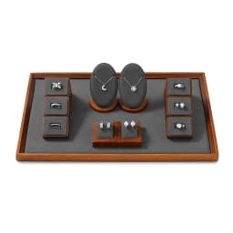 Oirlv Wooden Jewelry Display Stand Ring Earring Necklace Bracelet Watch Jewelry Stand Display Set Solidwood Jewelry Holder Stand