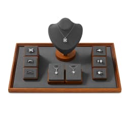 Oirlv Wooden Jewelry Display Stand Ring Earring Necklace Bracelet Watch Jewelry Stand Display Set Solidwood Jewelry Holder Stand