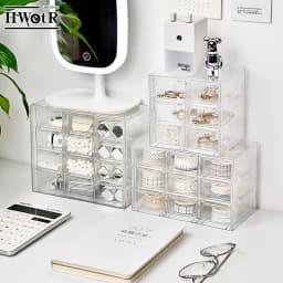 Transparent 6/9/12Grids Dust-proof Jewelry Organizer Desktop Storage Box Drawer Type Shelf Storage Small Drawer Jewelry Box