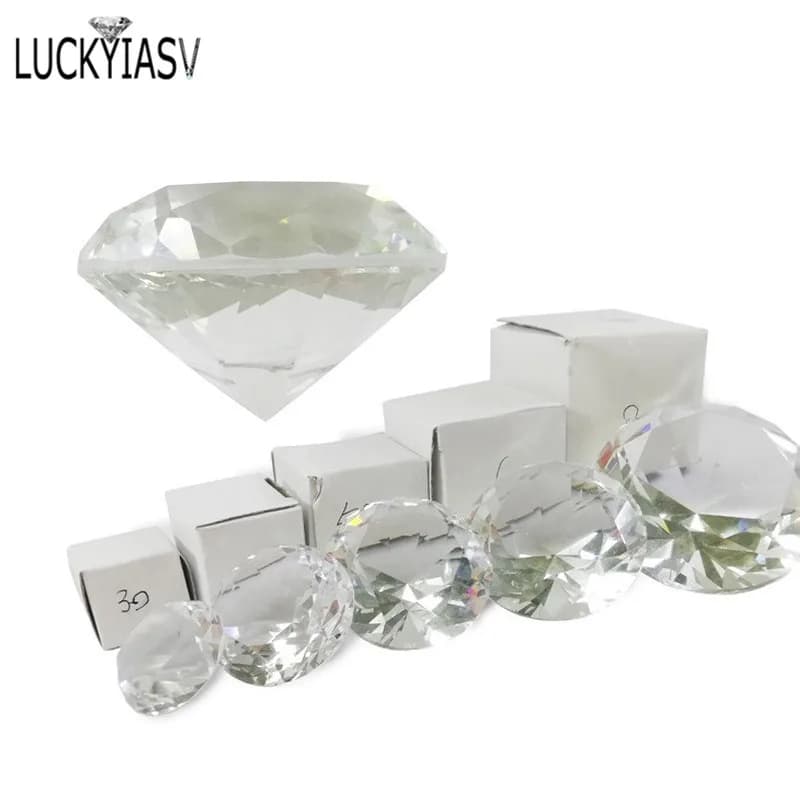 Crystal Clear Paperweight Faceted Cut Glass Giant Diamond Jewelry Decor Craft