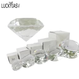 Crystal Clear Paperweight Faceted Cut Glass Giant Diamond Jewelry Decor Craft