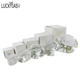 Crystal Clear Paperweight Faceted Cut Glass Giant Diamond Jewelry Decor Craft