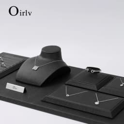 Oirlv Black Leather Jewelry Display Set Shop Cabinet Display Prop for Necklace Display Bust Ring Earrings Bangle Decoration Rack