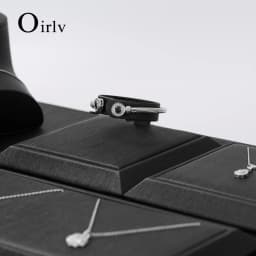 Oirlv Black Leather Jewelry Display Set Shop Cabinet Display Prop for Necklace Display Bust Ring Earrings Bangle Decoration Rack