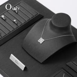 Oirlv Black Leather Jewelry Display Set Shop Cabinet Display Prop for Necklace Display Bust Ring Earrings Bangle Decoration Rack