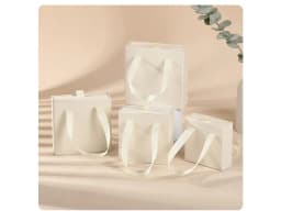 10pcs Paper Jewelry Box Bracelet Necklace Ring Earring Box Ribbon Handle Kraft Wedding Gifts Packaging Box Jewelry Accessories