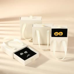 10pcs Paper Jewelry Box Bracelet Necklace Ring Earring Box Ribbon Handle Kraft Wedding Gifts Packaging Box Jewelry Accessories