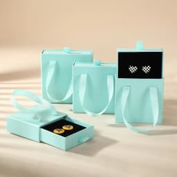 10pcs Paper Jewelry Box Bracelet Necklace Ring Earring Box Ribbon Handle Kraft Wedding Gifts Packaging Box Jewelry Accessories