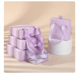 10pcs Paper Jewelry Box Bracelet Necklace Ring Earring Box Ribbon Handle Kraft Wedding Gifts Packaging Box Jewelry Accessories