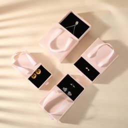 10pcs Paper Jewelry Box Bracelet Necklace Ring Earring Box Ribbon Handle Kraft Wedding Gifts Packaging Box Jewelry Accessories