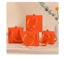 10pcs Paper Jewelry Box Bracelet Necklace Ring Earring Box Ribbon Handle Kraft Wedding Gifts Packaging Box Jewelry Accessories