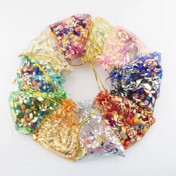 100Pcs 15x20cm 17x23cm 20x30 Gold Color Love Heart Rose Organza Bag Wedding Candy Gift Christmas Bags Jewelry Decoration Packing