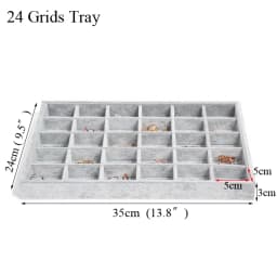 Fashion Ice Grey Velvet Jewelry Tray Jewelllery Storage Box Watch Holder Necklace Ring Earrings Pendant Display Organizer Series