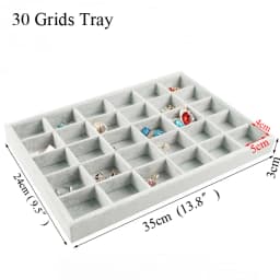 Fashion Ice Grey Velvet Jewelry Tray Jewelllery Storage Box Watch Holder Necklace Ring Earrings Pendant Display Organizer Series