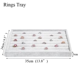 Fashion Ice Grey Velvet Jewelry Tray Jewelllery Storage Box Watch Holder Necklace Ring Earrings Pendant Display Organizer Series