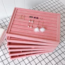 Pink Velvet B/M/S Necklace Earrings Storage Box Showcase Jewellery Stand Holder Ring Jewelry Display Organizer Case Tray Holder