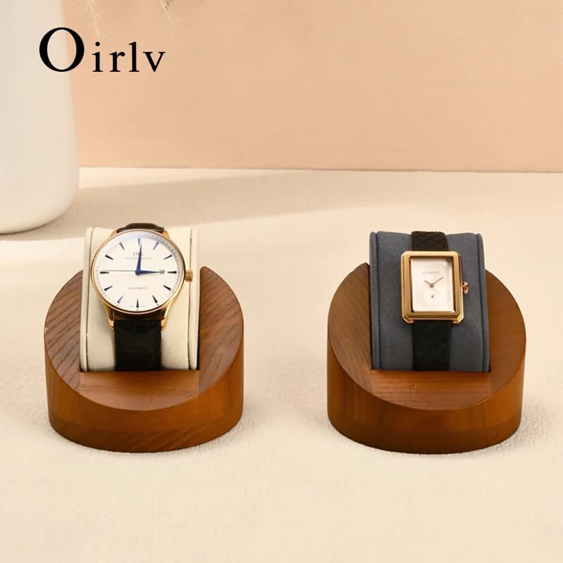 Oirlv Wooden Watch Holder with Pillow Watch Display Stand Watch Storage Box Jewelry Organizer Photography Props Counter Shows