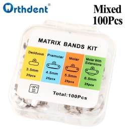 50/100Pcs Dental Matrix Bands Sectional Contoured Metal Matrices Refill Forming 3.5/4.5/5.5/6.5mm Dentistry Orthodontic Material