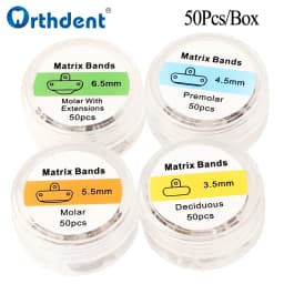 50/100Pcs Dental Matrix Bands Sectional Contoured Metal Matrices Refill Forming 3.5/4.5/5.5/6.5mm Dentistry Orthodontic Material